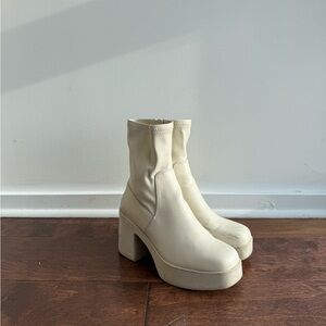 Aldo Cream Leather Upstep Boots